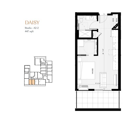 Floor plan for studio, 1 bath, 447 sqft